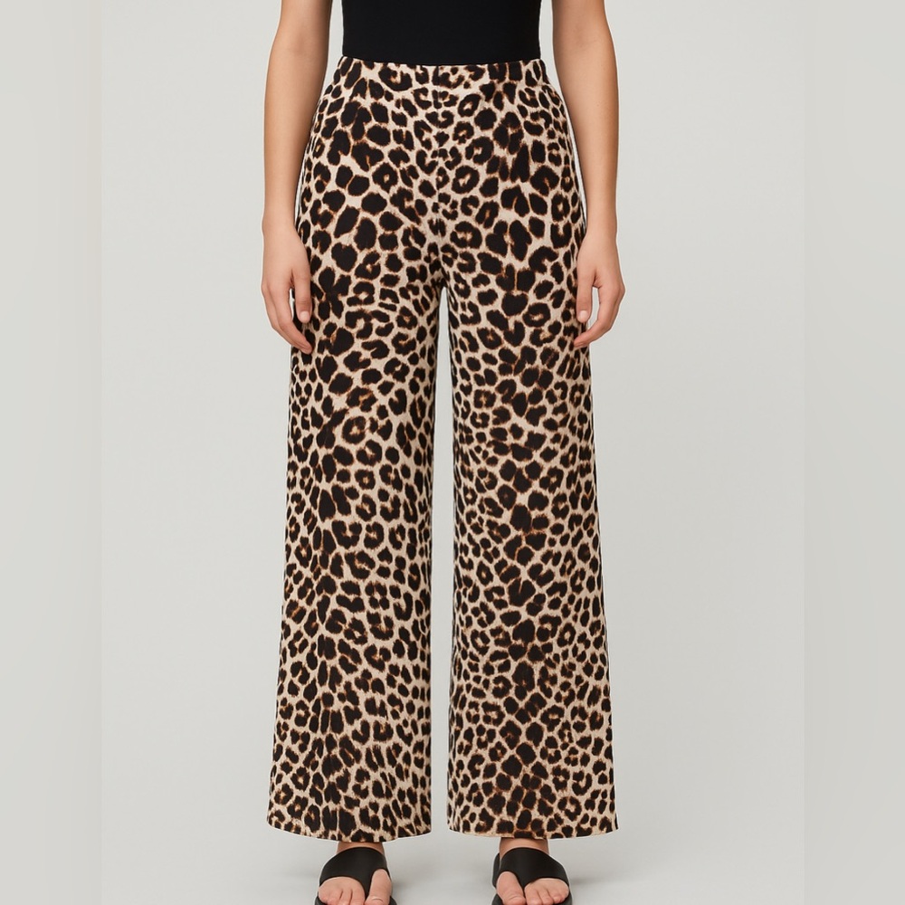 Bon Ami USA Leopard Print Wide Leg Pants women’s Size S NWOT (A161)✨
